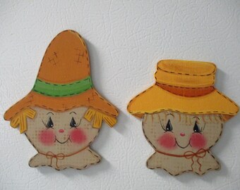 scarecrow magnets, fall decor, kitchen decor, tole painted, gift for her, hostess gift