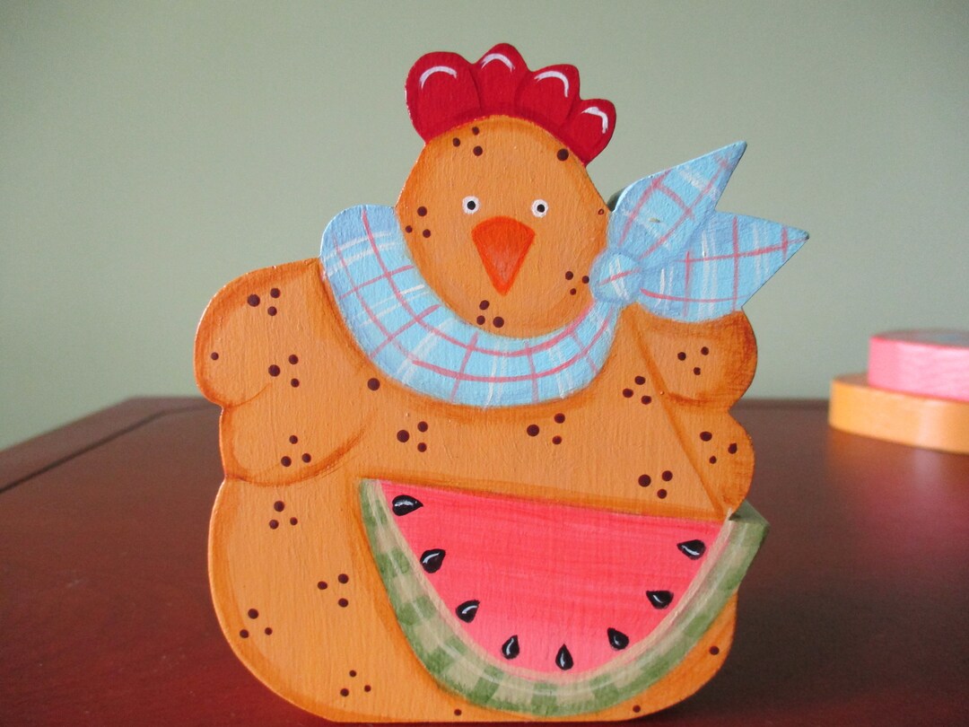Chicken Shelf Sitter, Chicken Collector, Shelf Sitter, Tole Painted