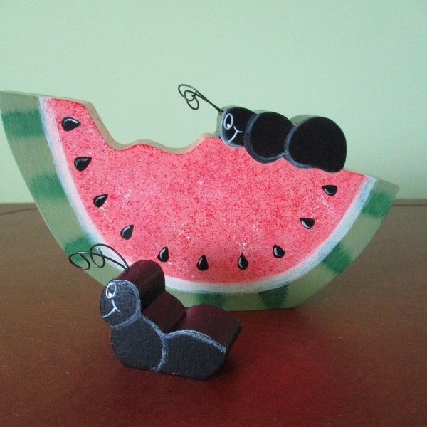 watermelon tiered tray, watermelon shelf sitter, ant, tiered tray, shelf sitter, tole painted, summer decor, gift for her, hostess gift