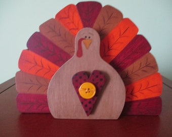 Thanksgiving turkey, prim turkey, turkey, Thanksgiving decor, shelf sitter, tiered tray, tole painted, primitive, gift for her, hostess gift