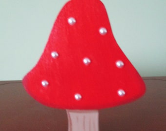 Mushroom shelf sitter, tiered tray mushroom, summer decor, fairy garden, tole painted, gift for her, hostess gift