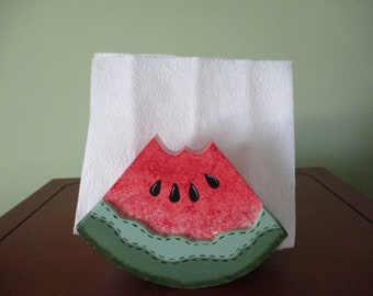 Watermelon Napkin Holder, watermelon, napkin holder, kitchen decor, picnic decor, tole painted, gift for her, hostess gift, Mother's Day