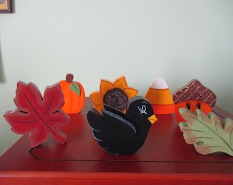 Fall Bundle,  Fall tiered tray,  shelf sitters, fall decor, tole painted, sunflower, candy corn, oak leaf, pumpkin,gift for her,hostess gift