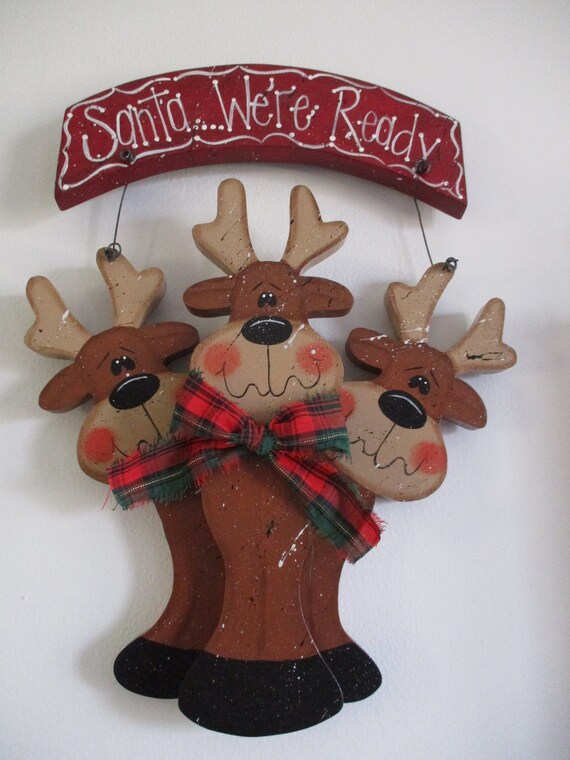 Santa Wall Hanging Reindeer Wall Hanging Christmas Decor Etsy