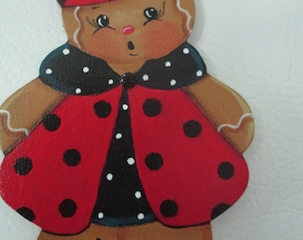 Ladybug gingerbread, gingerbread magnet, summer magnet, gingerbread girl, gift for her, Mother's Day, hostess gift, kitchen magnet, ladybug