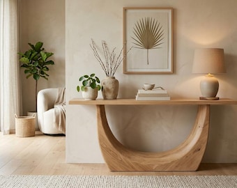 Handmade Japandi Solid Wood Console Table | Modern Minimalist Entryway Sofa Table