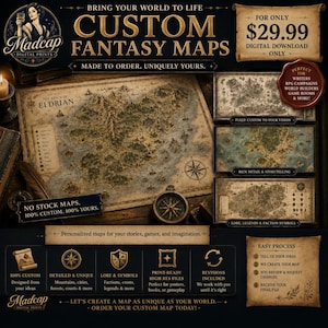 Custom Fantasy Map Design | Made to Order Worldbuilding Map (Digital Download)
