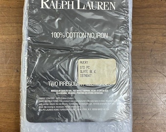 2 Fronhas Vintage Ralph Lauren Floral Standard Azul Ardósia Novas em Algodão Sem Passar