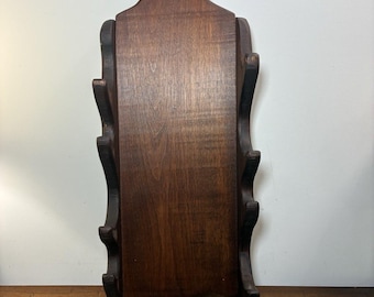 Botellero de pared vintage de madera maciza con capacidad para 4 botellas, estilo rústico artesanal.