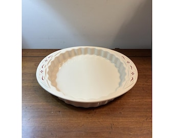 Longaberger Woven Traditions Pottery Erbe Red Quiche Dish 9 ”1 Qt USA Made