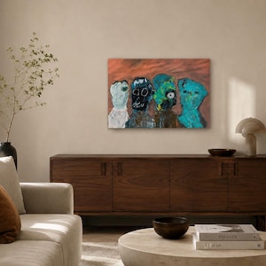 Original Abstract Portrait Painting, Large Figurative Wall Art – The Ones Who Stayed - 80 × 60 cm