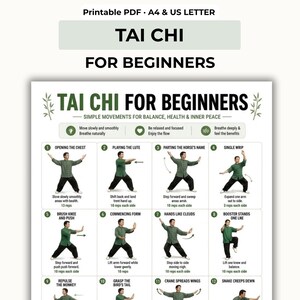 Schema per principianti di Tai Chi, sequenze passo passo, routine di pratica a casa (PDF in formato A4 US Letter)