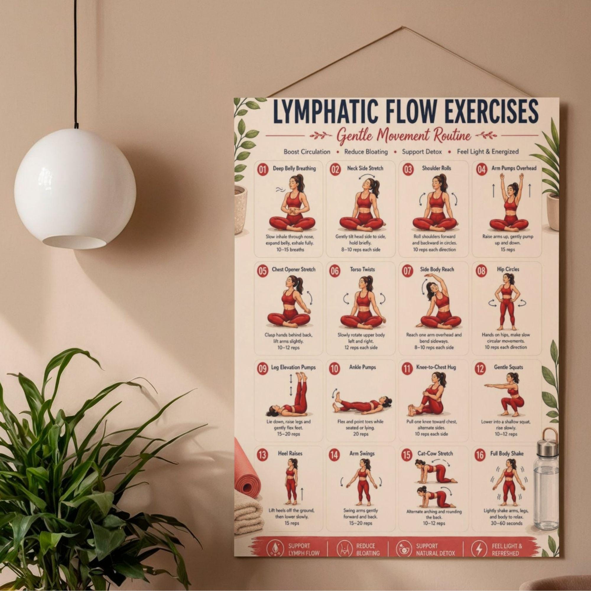 Free Flow Exercise Lymphatic Flow Exercises Printable, Gentle Movement Routine, Full Body ...