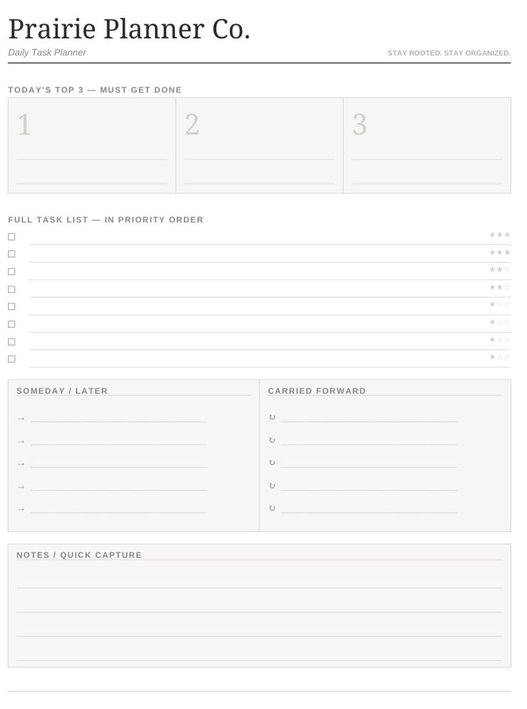 Daily Task Planner Printable | Minimalist to Do List | Productivity ...