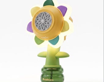 Kayoura Sunflower Bubble Machine for Kids - Portable Handheld Seven-Color Flower Bubble Blower with Night Light, USB Rechargeable, 1000+ Bub