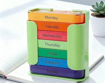 Kayoura 7-Day Pill Storage Box - Large Capacity Portable 1 Count Daily Vitamin Organizer for Home, Office, and Travel - Multicolor Healthcar