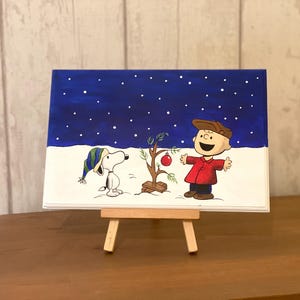 Hand Painted Snoopy & Charlie Brown Christmas Wooden Plaque