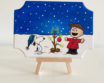 Snoopy & Charlie Brown Weihnachten Holzschild