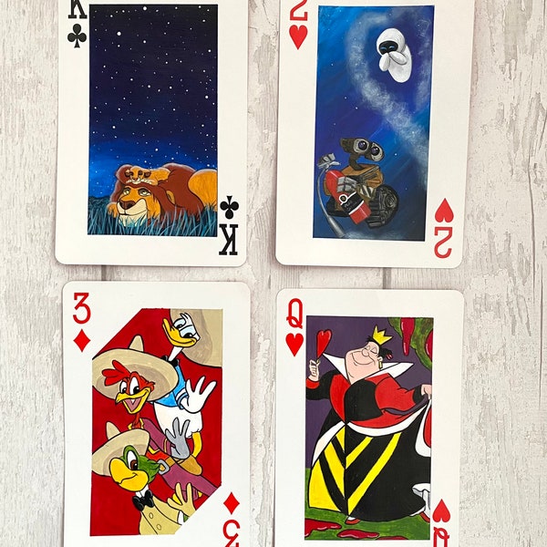 Big Deck handgeschilderde speelkaarten - Wall-e en Eve - Lion King - 3 Caballeros - Alice in Wonderland