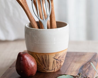 Porte-ustensiles en poterie fait main, vase, refroidisseur de vin, livraison gratuite aux États-Unis et coffret cadeau, cadeau d'hôtesse, aiguilles de pin, cadeau de chef, décoration de cabane en rondins