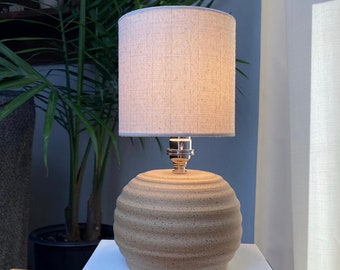 Small Modern Stoneware Ceramic Lamp - natural pottery - matte finish - dark speckles - Made in NY by juliaedean