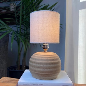 Small Modern Stoneware Ceramic Lamp natural pottery matte finish dark speckles Made in NY by juliaedean image 1