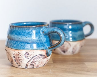 Cozy Coffee Mug - Fireside Coffee Mug -  Blue Ceramic Coffee Mug - Handmade Pottery by juliaedean