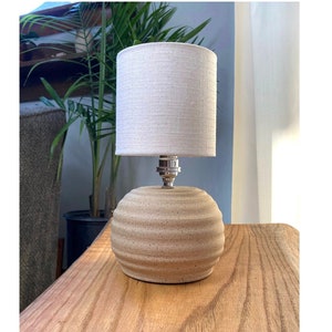 Small Modern Stoneware Ceramic Lamp natural pottery matte finish dark speckles Made in NY by juliaedean image 2