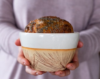 White Bowl, Handmade Pottery, Soup, Cereal, Serving, Chowder, Chili, White Pine, Log Cabin, Rustic Kitchen, Wedding Gift