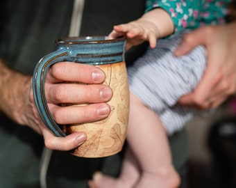 Handmade Pottery Coffee Mug: Woodland Leaf Design