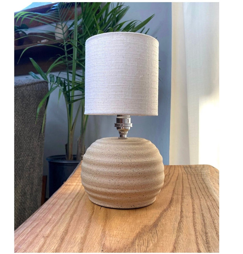 Small Modern Stoneware Ceramic Lamp natural pottery matte finish dark speckles Made in NY by juliaedean image 2