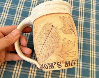 Personalized Woodland Leaf Mug – Nature Lover Ceramic Coffee Cup