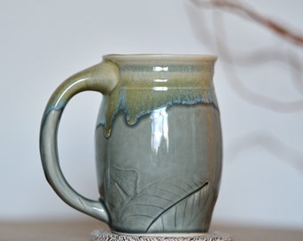 Large handle Mug, Free shipping, Handmade, 16 oz mug, Julia E. Dean