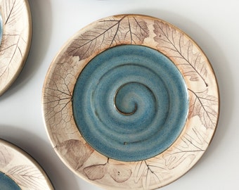 Tapas Plate Made to order- Dessert Plate - Blue Ceramic Plate Woodland or Beachcomber - Luncheon Plate