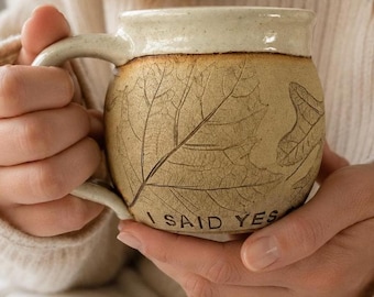 Handmade Personalized Ceramic mug engagement gift "I said yes" 12 oz Pottery mug for coffee lovers
