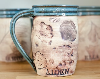 Personalized Handmade Pottery Coffee Mug, Coffee Craver, Personalized Gift