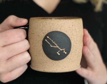 Zodiac constellation sign mug - gold stars- free shipping - astrological sign - constellation - horoscope - 10 oz