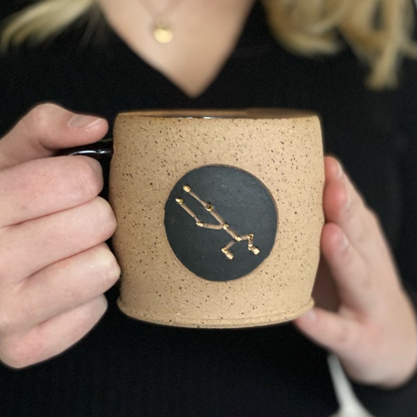 Zodiac constellation sign mug - gold stars- free shipping - astrological sign - constellation - horoscope - 10 oz