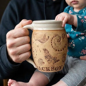 Personalized Handmade Ceramic Beachcomber sea shell mug Nature Lover Stoneware coffee cup with large capacity