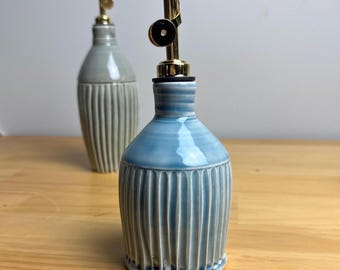 Small Handmade ceramic blue Olive oil cruet