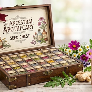 Zestaw nasion ziół leczniczych – 40 nasion heirloom non-GMO do herbaty ziołowej, ogrodu survivalowego, aptecznej skrzyni na nasiona, ekologicznego zestawu do ogrodnictwa domowego