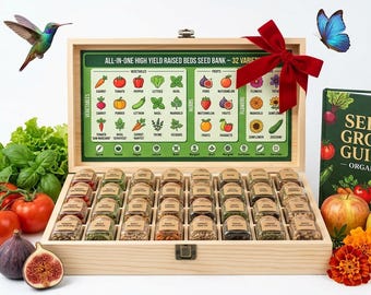 Kit di semi antichi: 32 varietà di ortaggi, erbe aromatiche e frutta non OGM per la coltivazione in aiuole rialzate.