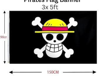 Pirate Flag Anime Polyester Banner One Piece Luffy Straw Hat banners (3x5 Ft)