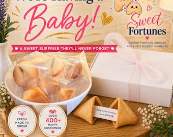 Pregnancy Announcement Fortune Cookies, Baby Reveal Idea, We’re Having a Baby, Custom Fortune Cookies, Baby Shower Gift, Gender Reveal Idea