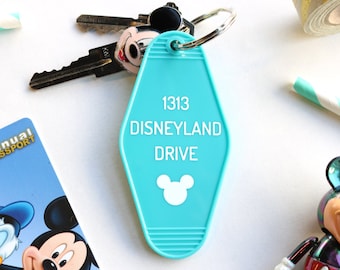 1313 Disneyland Drive Key Tag - Mickey Mouse Keychain - Turquoise