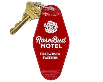 RoseBud Motel Key Tag - Solid Red Keychain
