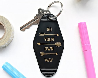 Go Your Own Way Key Tag - Black & Gold Keychain