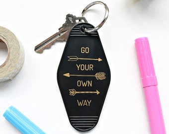 Go Your Own Way Key Tag - Black & Gold Keychain