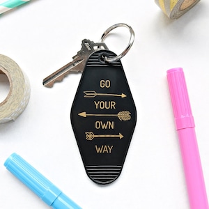 Go Your Own Way Key Tag - Black & Gold Keychain