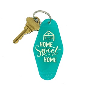 Home Sweet Home  Key Tag - Turquoise Keychain